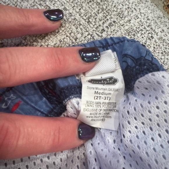 Mud Pie Little Baby Boy Swim Trunks Blue Sailboats Elastic Waist Sz Sm 2T-3T - Picture 7 of 7